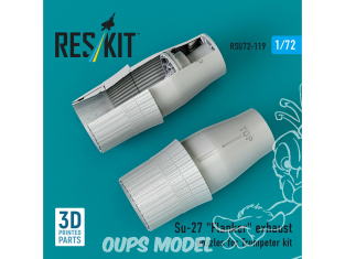 ResKit amelioration RSU72-0119 Tuyères d'échappement du Su-27 Flanker pour kit Trumpeter imprimées en 3D 1/72
