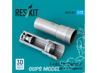 ResKit amelioration RSU72-0231 Tuyères d'échappement pour kit Hasegawa F-4B, ​​C, D, N Phantom II impression 3D 1/72