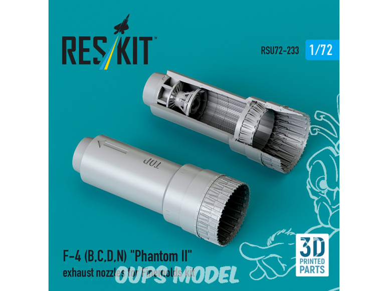 ResKit amelioration RSU72-0233 Buses d'échappement F-4B, ​​C, D, N Phantom II pour kit Finemolds impression 3D 1/72