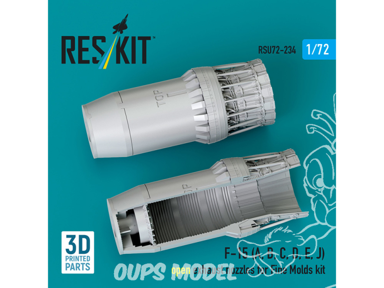 ResKit amelioration RSU72-0234 Tuyères d'échappement ouvertes F-15 Eagle Strike Eagle A,B,C,D,E,J kit FineMolds 1/72