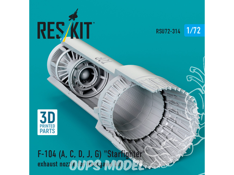 ResKit amelioration RSU72-0314 Tuyère d'échappement pour maquette Hasegawa F-104A, C, D, J, G Starfighter impression 3D 1/72