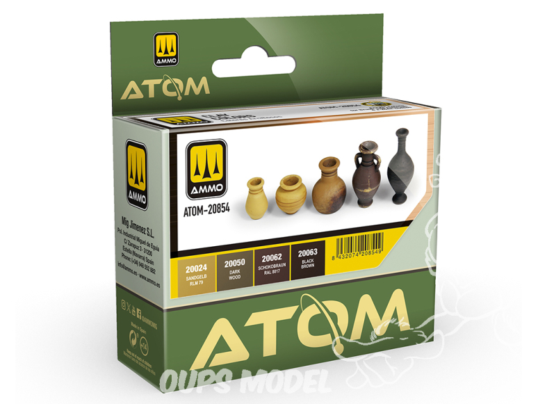 MIG peinture Atom 20854 Set Couleurs argile 4 x 20ml