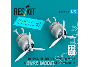 ResKit amelioration RSU72-0310 Hélice, moteurs capot moteur kit Academy/Revell PBY-5/5A/OA-10A Catalina impression 3D 1/72