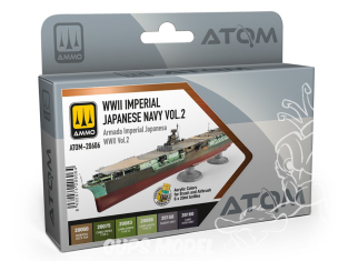 MIG peinture Atom 20606 Set couleurs bateaux WWII Marine Japonaise Impériale Vol.2 6 x 20ml