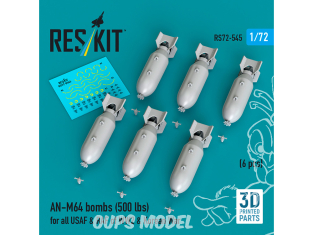 ResKit kit RS72-0545 Bombes AN-M64 6 pièces 500 lbs pour tous les USAF et RAF WWII guerre de Corée 1/72