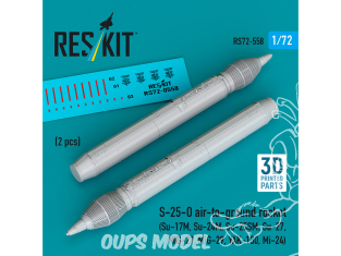 ResKit kit RS72-0558 Fusée air-sol S-25-O 2 pièces imprimées en 3D 1/72