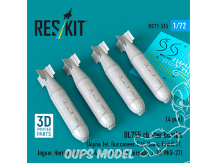ResKit kit RS72-0535 Bombes à fragmentation BL755, 4 pièces imprimées en 3D 1/72