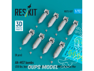 ResKit kit RS72-0537 Bombes AN-M57 de 250 lb, aileron de type boîte pour toutes les USAF et RAF 1/72