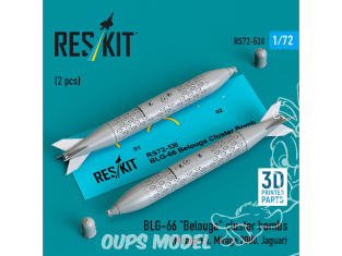 ResKit kit RS72-0530 Bombes à fragmentation BLG-66 « Belouga » 2 pièces imprimées en 3D 1/72