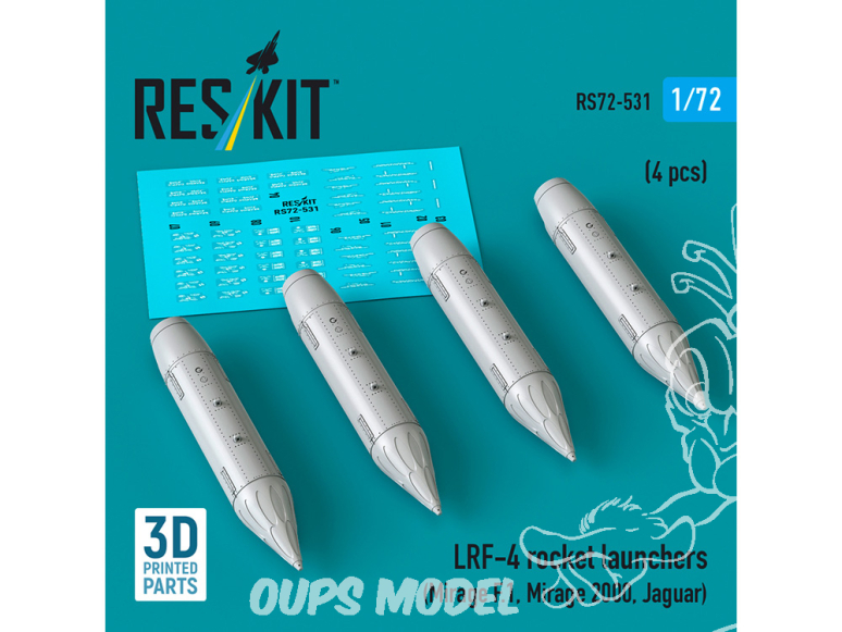 ResKit kit RS72-0531 Lance-roquettes LRF-4 4 pièces imprimé en 3D 1/72