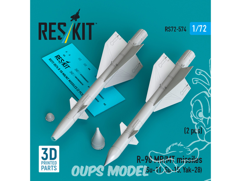 ResKit kit RS72-0574 Missiles R-98 MR/MT 2 pièces imprimés en 3D 1/72
