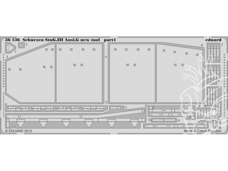 Eduard photodecoupe militaire 36136 Schurzen (jupes) StuG.III Ausf.G Dragon 1/35