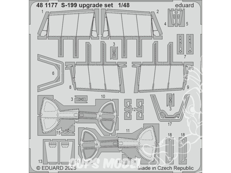 EDUARD photodecoupe avion 481177 Set amélioration S-199 Eduard 1/48