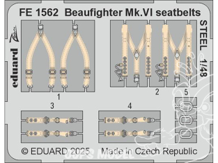 EDUARD photodecoupe avion FE1562 Harnais métal Beaufighter Mk.VI Revell 1/48