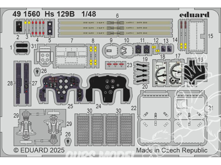 EDUARD photodecoupe avion 491560 Amélioration Henschel Hs 129B Takom 1/48