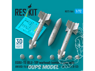 ResKit kit RS72-0564 Bombes à ogive EGBU-15 BLU-109 2 pièces, avec pod de liaison de données AN/AXQ-14 1 pièce 1/72