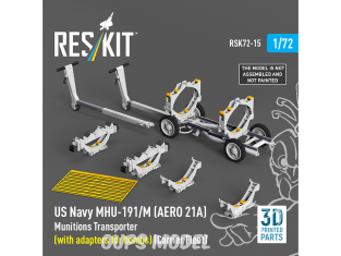 ResKit kit RSK72-0015 Transporteur de munitions MHU-191/M AERO 21A US NAVY et adaptateurs de bombes Flotte de porte-avions 1/72