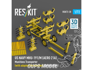 ResKit kit RSK32-0020 Transporteur de munitions MHU-191/M AERO 21A US NAVY et adaptateurs missiles Flotte de porte-avions 1/72