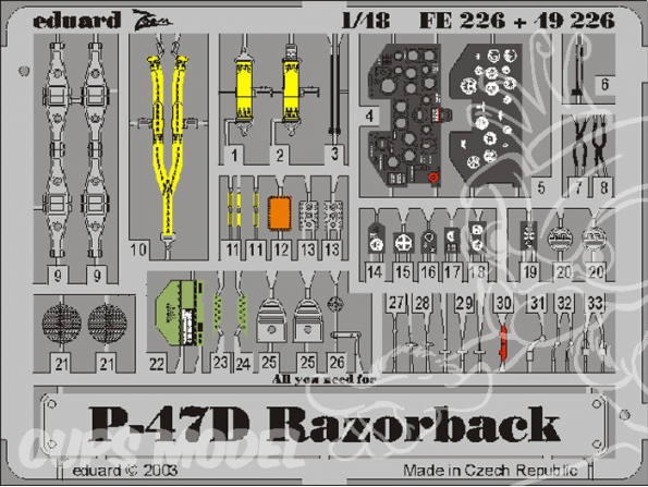 EDUARD photodecoupe avion 49226 P-47D-20 1/48
