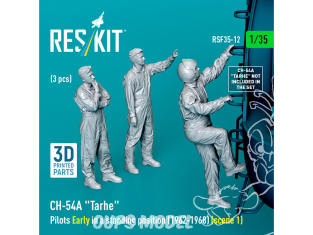 ResKit Figurine RSF35-0012 pilotes Early en position debout CH-54A Tarhe de 1962-1968 pour kit ICM 3pièces imprimées en 3D 1/35