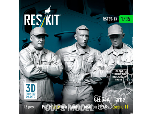 ResKit Figurine RSF35-0013 Pilotes en position debout CH-54A Tarhe de 1968+ pour kit ICM 3pièces imprimées en 3D 1/35