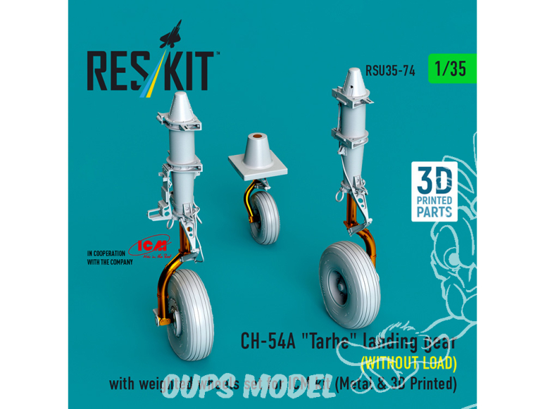 ResKit RSU35-0074 Train d'atterrissage CH-54A Tarhe CHARGE MOYENNE jeu de roues lestées pour kit ICM métal et imprimé en 3D 1/35