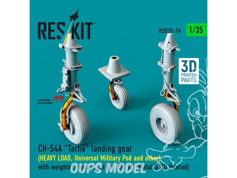 ResKit RSU35-0076 Train d'atterrissage CH-54A Tarhe CHARGE LOURDE jeu de roues lestées pour kit ICM métal et imprimé en 3D 1/35
