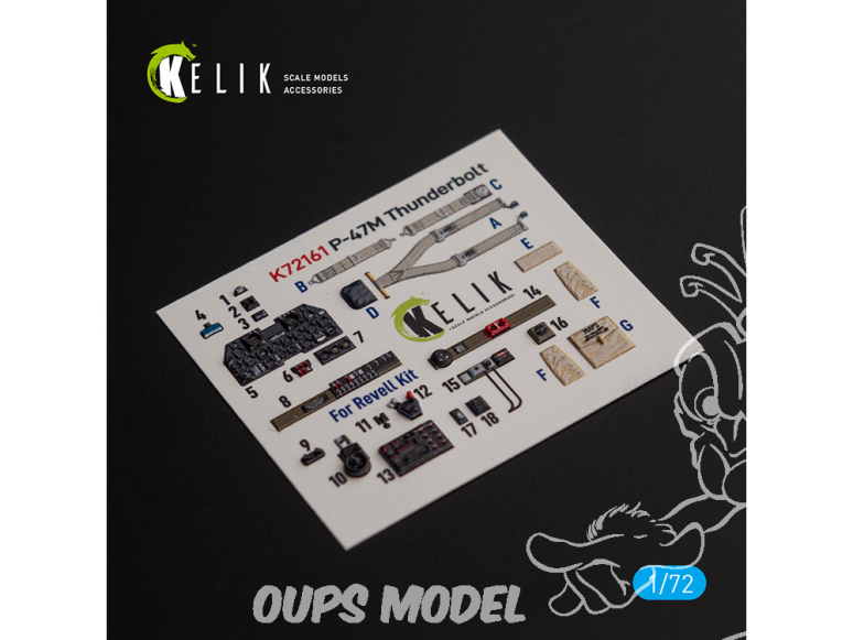 Kelik K72161 P-47M Thunderbolt autocollant 3D intérieures pour maquette Revell 1/72