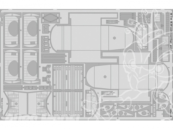 EDUARD photodecoupe avion 48743 Train d atterrissage B-29 1/48
