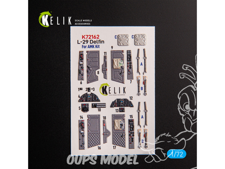 Kelik K72162 Autocollant intérieur L-29 Delfin, kit AMK 1/72