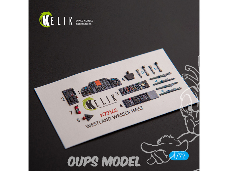 Kelik K72165 Autocollant intérieur Westland Wessex HAS.3 kit Italeri 1/72