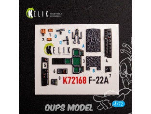 Kelik K72168 Autocollant intérieur F-22A Raptor kit Academy 1/72