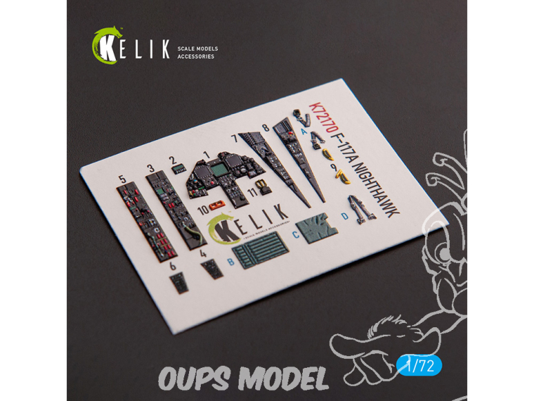Kelik K72170 Autocollant intérieur F-117A NIGHTHAWK kit Hasegawa 1/72