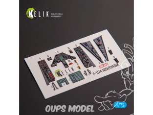 Kelik K72171 Autocollant intérieur F-117A NIGHTHAWK kit Academy 1/72