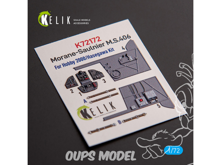 Kelik K72172 Autocollant intérieur Morane-Saulnier M.S.406 kit Hobby 2000 Hasegawa 1/72
