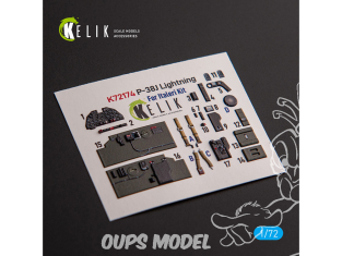 Kelik K72174 Autocollant intérieur P-38J "Lightning" kit Italeri Academy 1/72