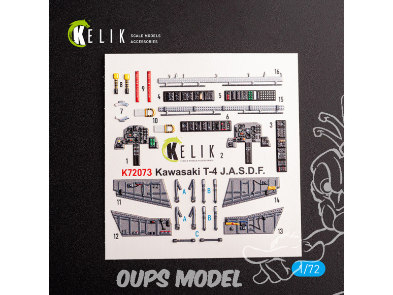Kelik K72073 Autocollant intérieur Kawasaki T-4 kit Hasegawa 1/72