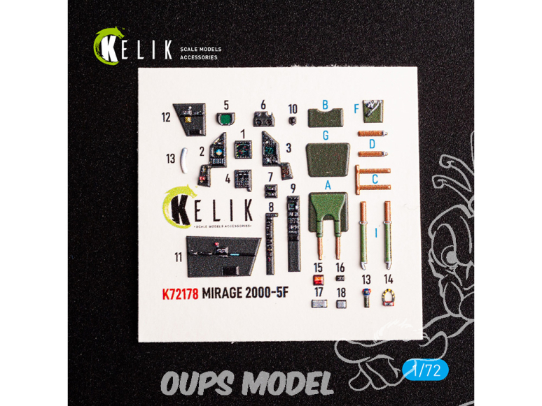 Kelik K72178 Autocollant intérieur Mirage 2000-5F kit ModelSvit 1/72