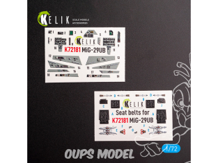 Kelik K72181 Autocollant intérieur MiG-29UB kit IBG 1/72