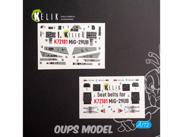 Kelik K72181 Autocollant intérieur MiG-29UB kit IBG 1/72