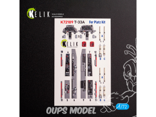 Kelik K72089 Autocollant intérieurT-33A Shooting Star kit Platz 1/72