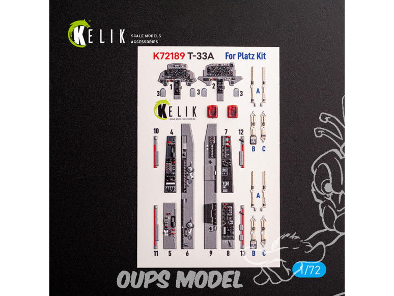Kelik K72089 Autocollant intérieurT-33A Shooting Star kit Platz 1/72