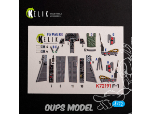 Kelik K72191 Autocollant intérieur F-1 Support Fighter kit Platz 1/72