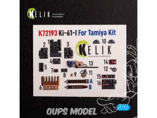 Kelik K72193 Autocollant intérieur KI-61 kit Tamiya 1/72