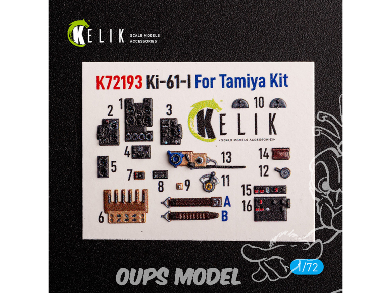 Kelik K72193 Autocollant intérieur KI-61 kit Tamiya 1/72