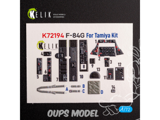 Kelik K72194 Autocollant intérieur F-84G Thunderjet kit Tamiya 1/72