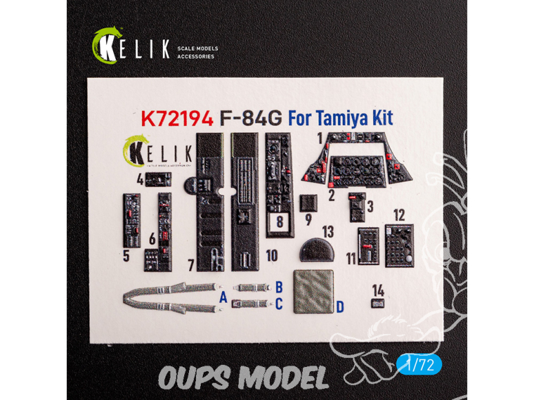 Kelik K72194 Autocollant intérieur F-84G Thunderjet kit Tamiya 1/72