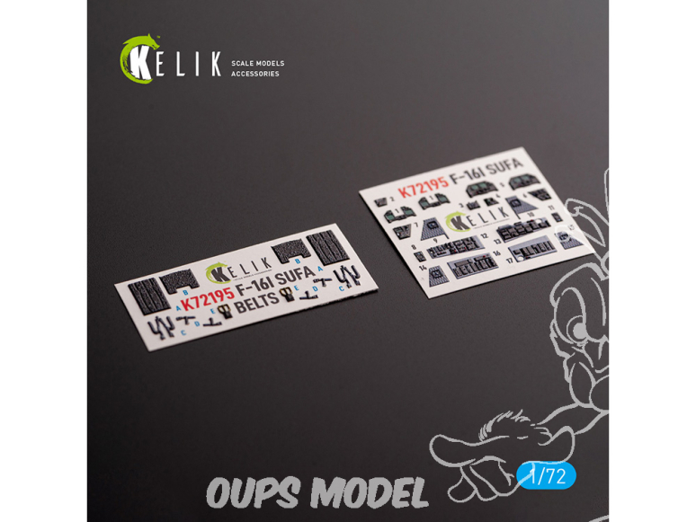 Kelik K72195 Autocollant intérieur F-16I kit Hasegawa 1/72