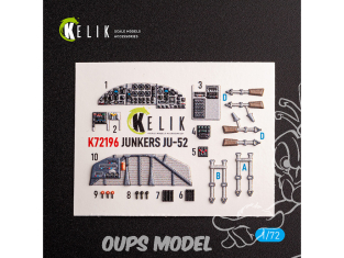 Kelik K72196 Autocollant intérieur Ju-52 kit Italeri 1/72