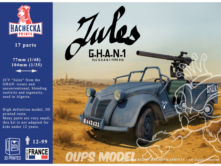 Hachecka Prints maquette voiture HKP-01-12-35 Citroën 2CV Jules 1/35